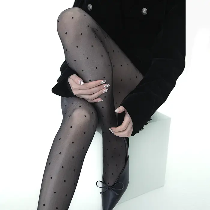 Collants transparents à pois Vintage pour femmes, bas d'été en Nylon fin, taille haute, pieds soyeux