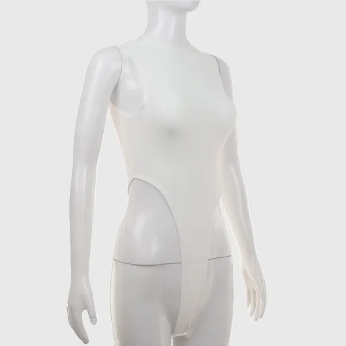 Vêtements pour femmes Midriff Costume Body sans manches mince extensible débardeur barboteuses Style Sexy flatteur pour combishorts de fête 38b