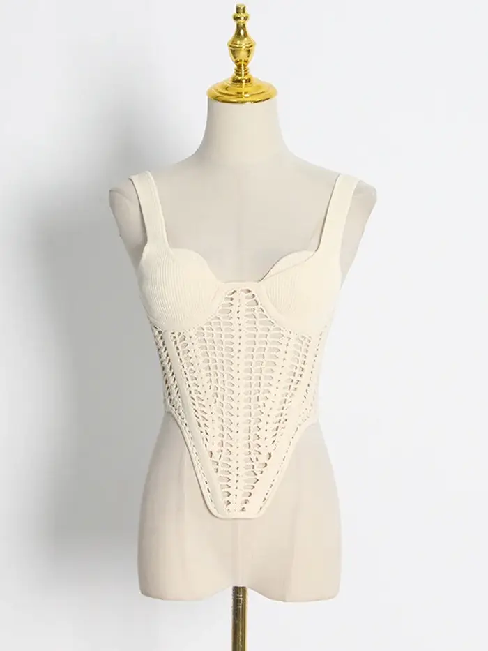 TARUXY-Corset en arête de poisson pour femme, crocheté à la taille, haut court en Y, glacé, sexy, fi