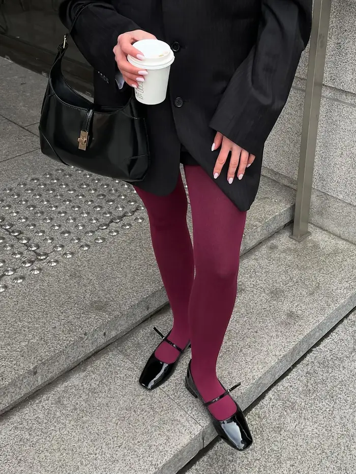 Koweït femmes 80D Ultra doux Opaque bordeaux collants taille haute couleur unie pieds