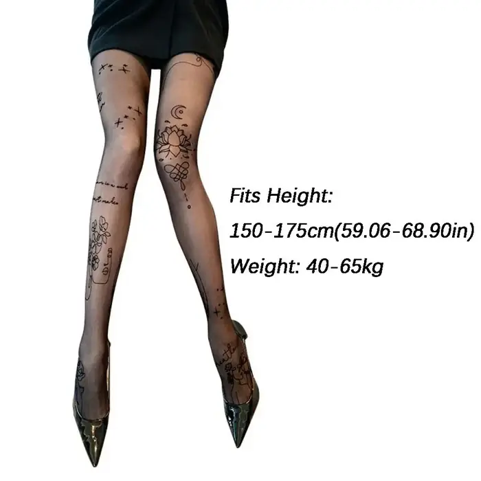 Collants Sexy avec tatouages de lettres de fleurs
