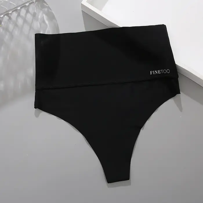 Sans couture taille haute femmes string noir Abdomen hanche ascenseur slips corps façonnage sous-vêtements respirant