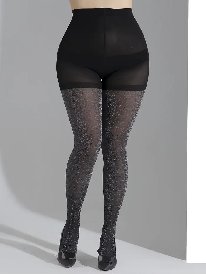 Une paire de collants surdimensionnés argentés brillants