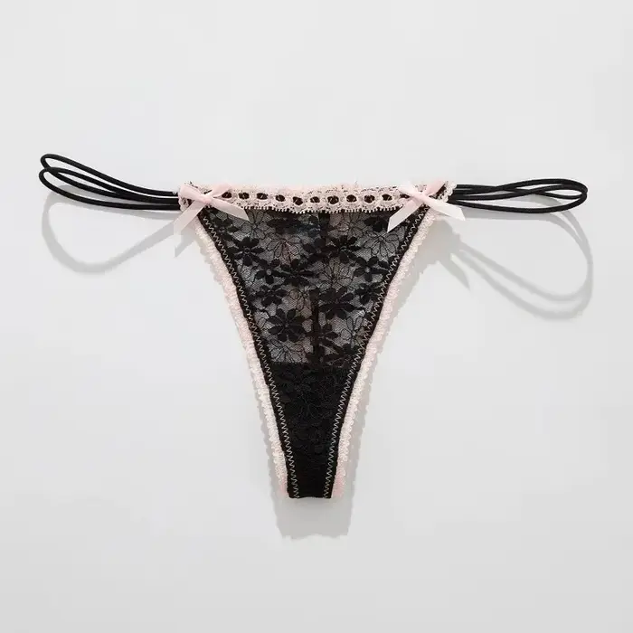 Culottes en dentelle à nœud, lingerie sexy pour femme, tenue quotidienne à la maison, strings unis, 