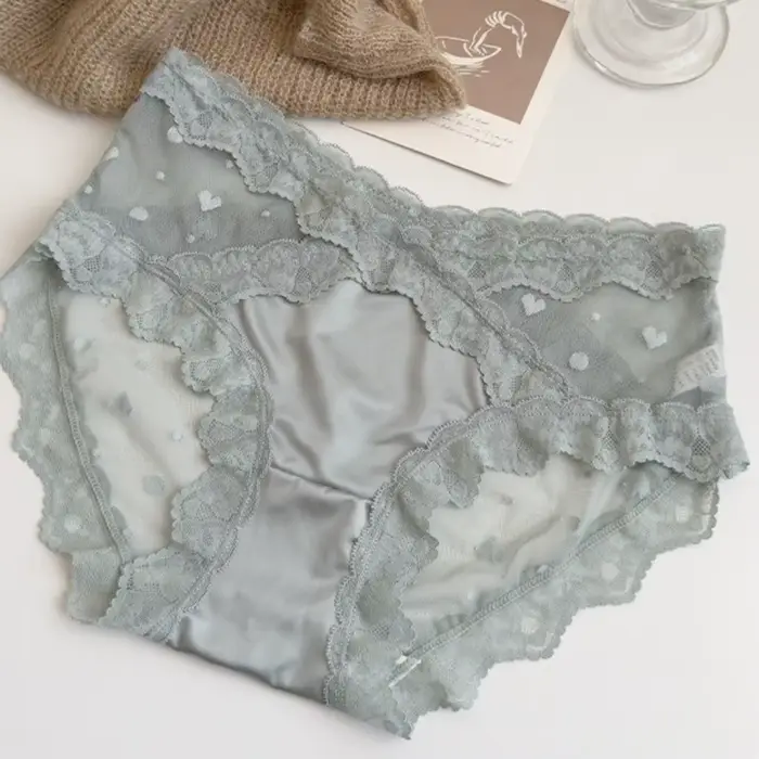 Culottes en satin de soie à fleurs en dentelle