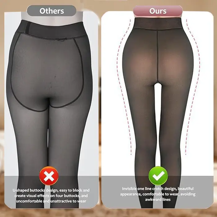 Collants noirs doublés en polaire pour femmes