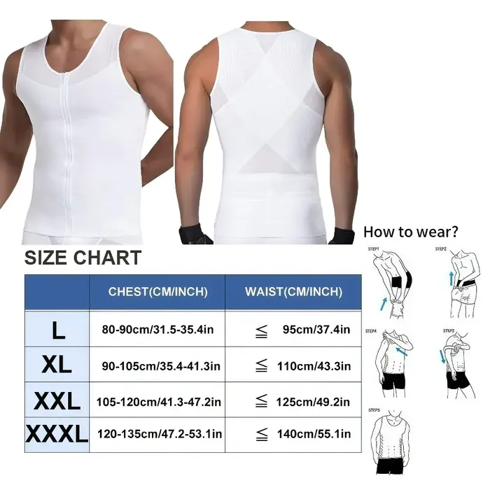 Débardeur de compression pour homme avec fermeture éclair