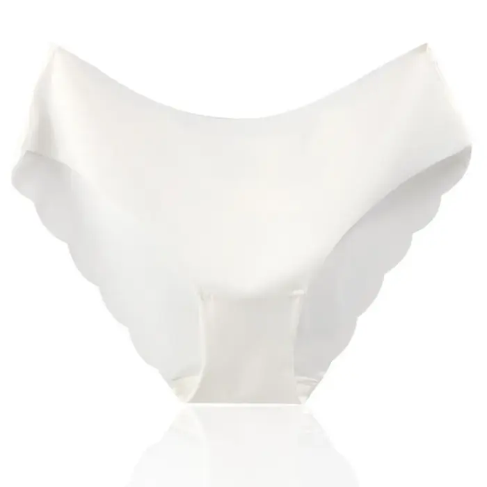 Femmes culottes Sexy volants couleur unie sous-vêtements glace-soie taille basse culotte femme sans couture slips Ultra-mince Lingerie pour dames