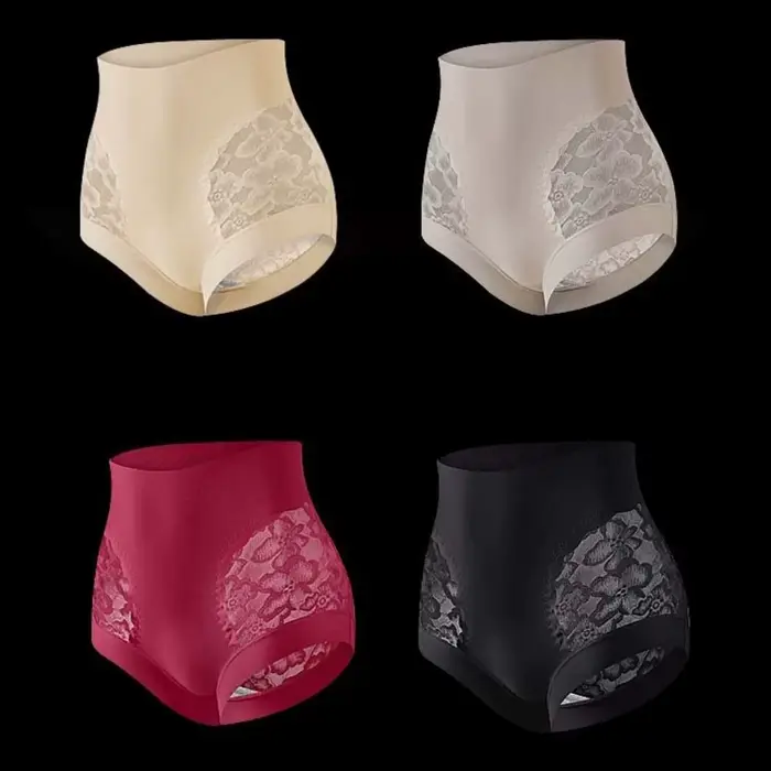 Culotte gainante post-partum taille haute sans couture avec fleurs en dentelle