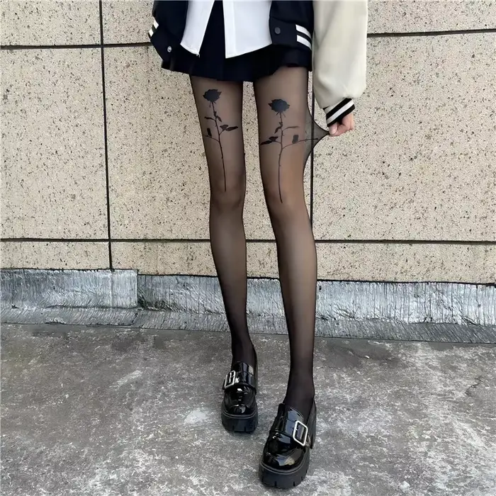 Nouveau Rose fleur collants femmes sensation Ultra-mince velours coupe arbitraire collants Anti-croc