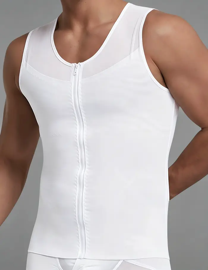 Débardeur de compression pour homme avec fermeture éclair, sous-vêtement amincissant respirant en ma