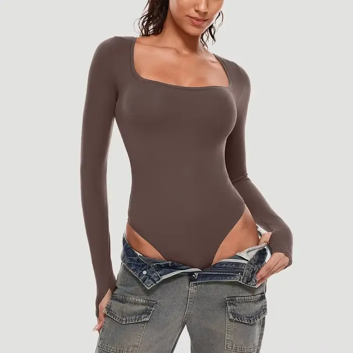 Femme une pièce Body à manches longues sans couture corps Shaper gaine ventre plat Shapewear