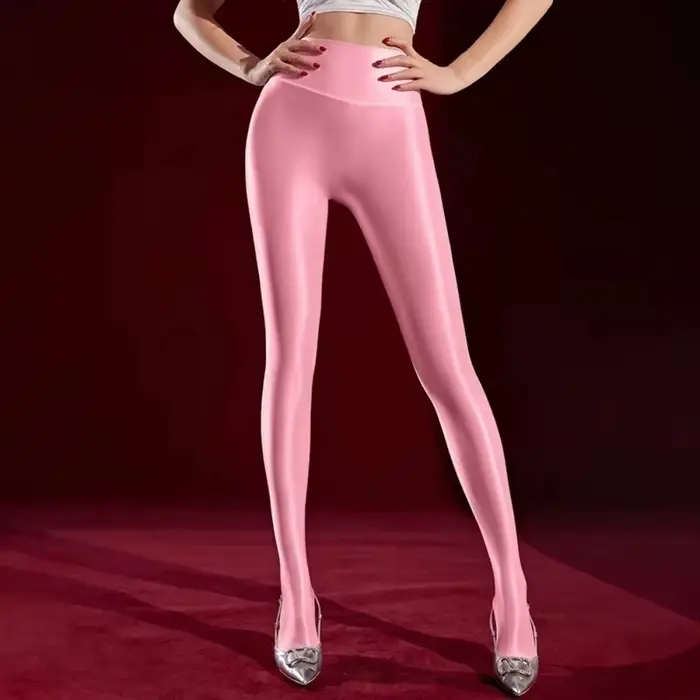 Collants 360° sans couture, brillants, sexy, lisses et lubrifiés, pour le fitness, printemps-automne
