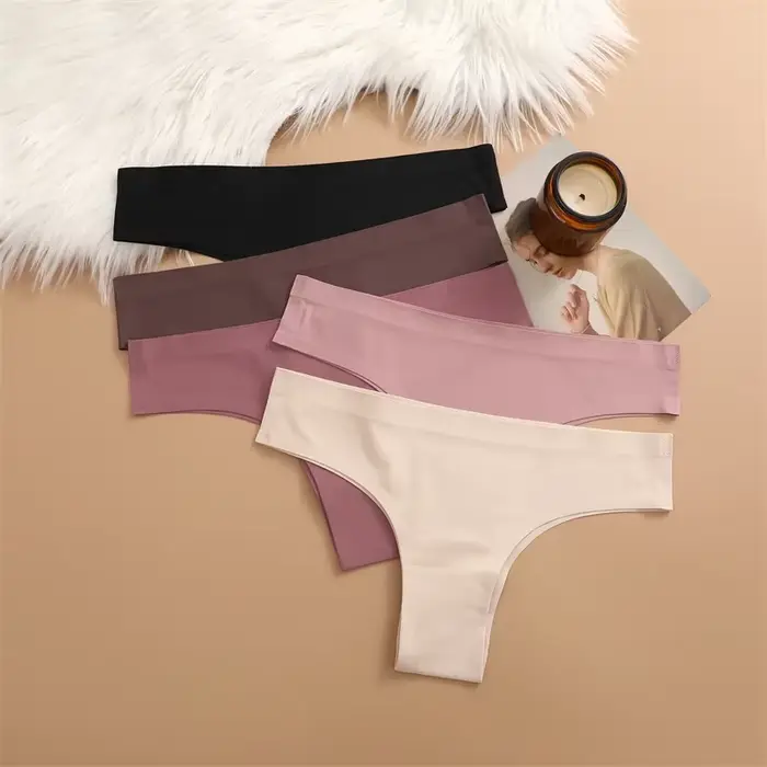5 pièces Sexy sans couture culotte brésilienne pour femmes string femme taille basse couleur unie slips confortable