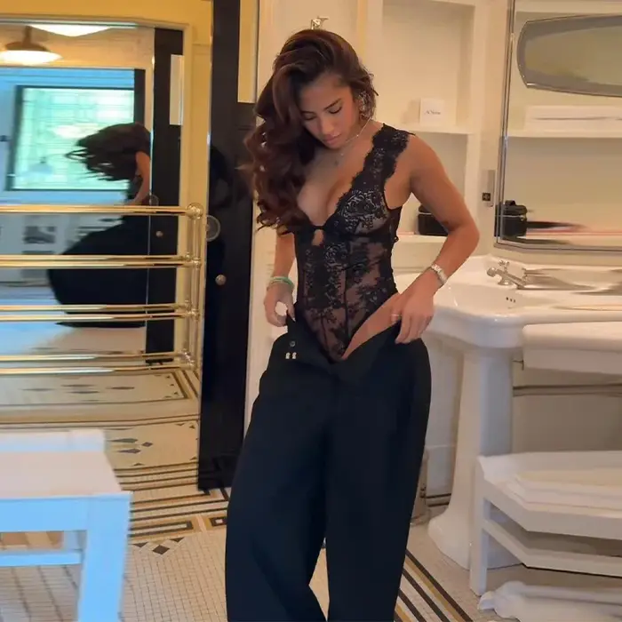 Nouvelle Combinaison Chic Femme en Dentelle Transparente
