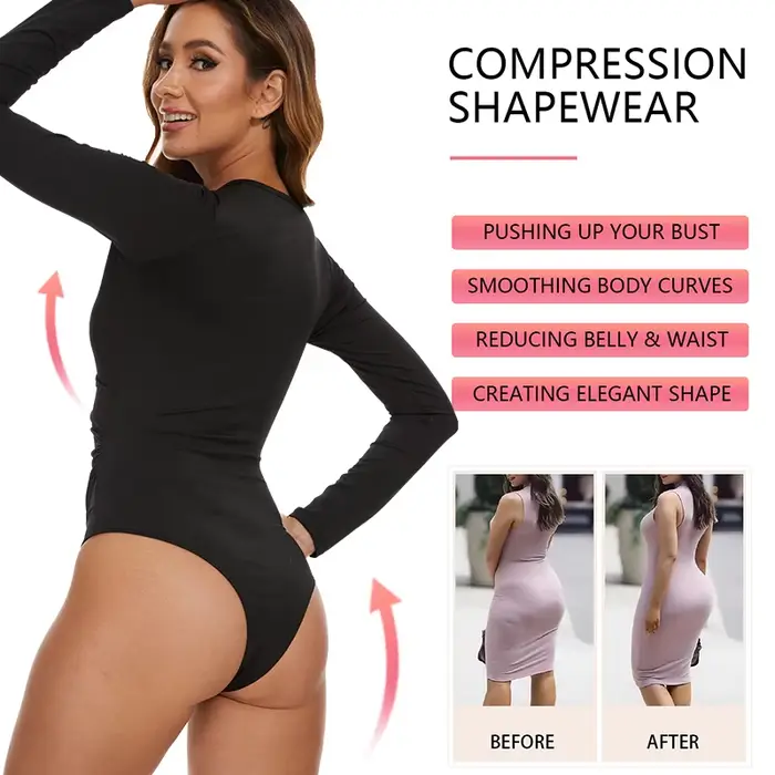 Vêtements modelants à manches longues pour femmes