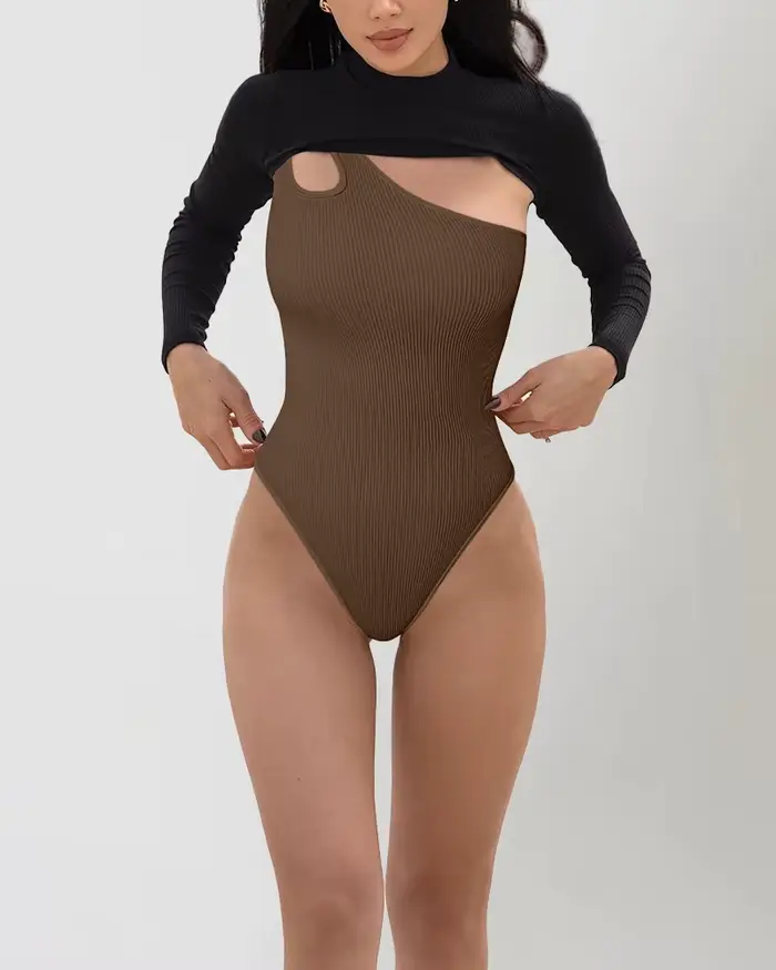 Body sans couture pour femmes, haut de contrôle du ventre, découpe, sans manches, string sculptant, 