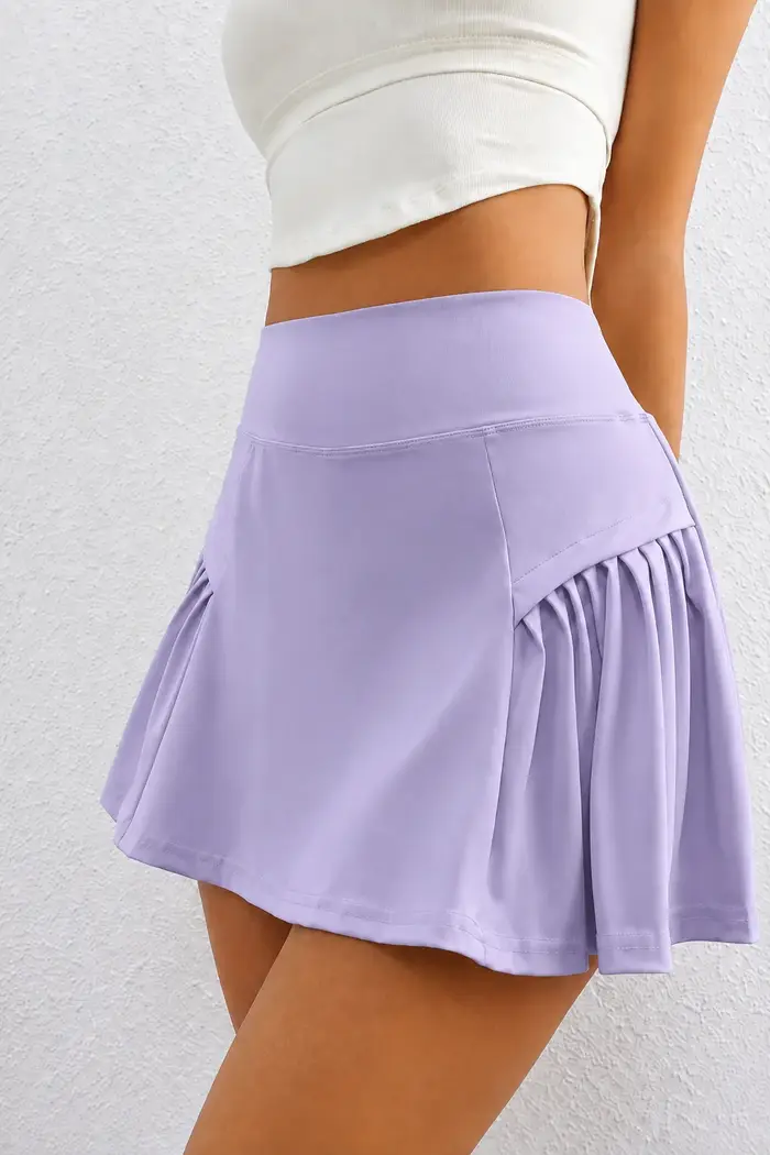 Jupe-culotte plissée taille haute pour femme