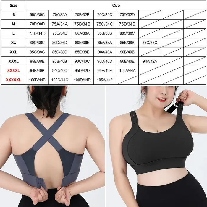 Soutien-gorge de sport grande taille 5XL pour femmes, sous-vêtements résistants aux chocs, Gym, Fitn
