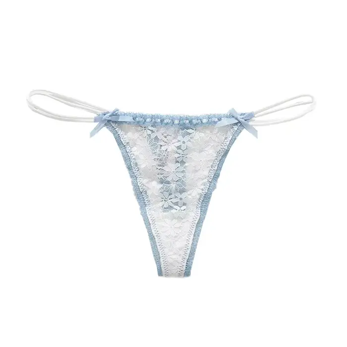 Culotte taille basse en dentelle avec nœud