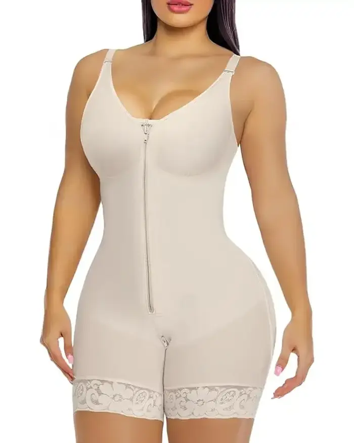 Femmes ventre ventre contrôle bout à bout levage fermeture éclair post-partum BodyShaper Fajas colombien Double Compression Corset taille formateur