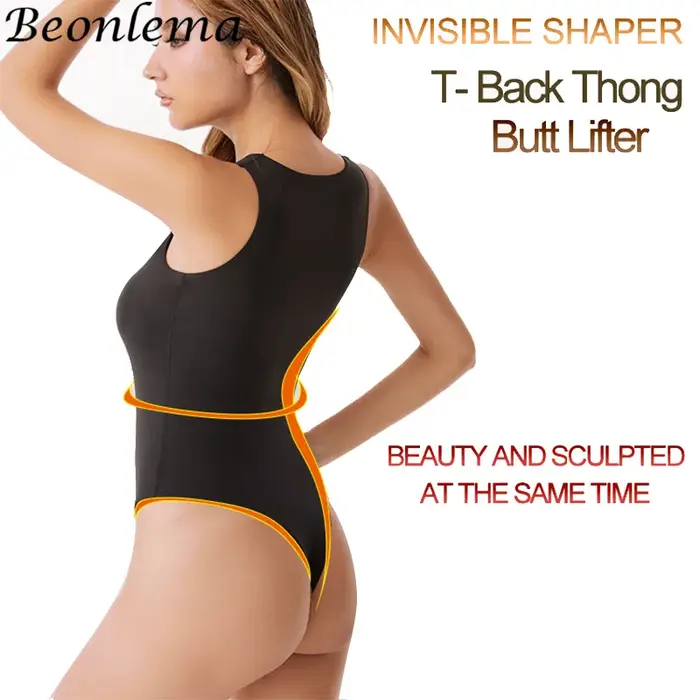 Beonlema Body Sexy femme taille formateur mince ventre contrôle corps Shaper hauts sans manche sans couture ouvert entrejambe string Shapewear