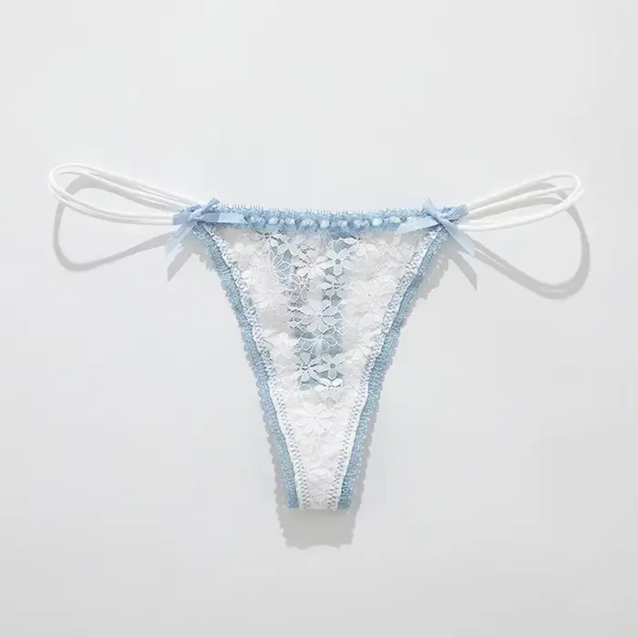 Culotte taille basse en dentelle avec nœud