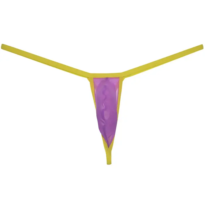 Culotte string pour homme en maille transparente avec poche de maintien