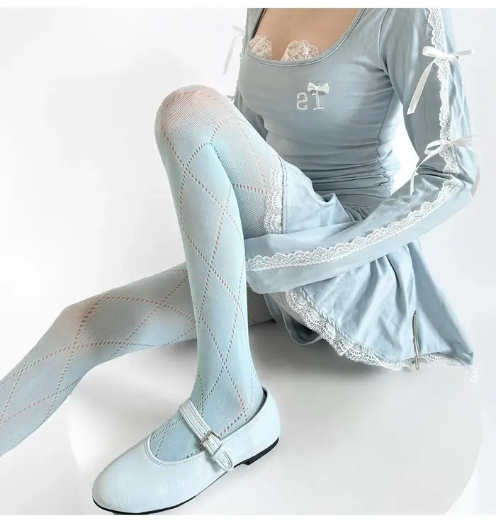 Collants Rétro Femme à Carreaux