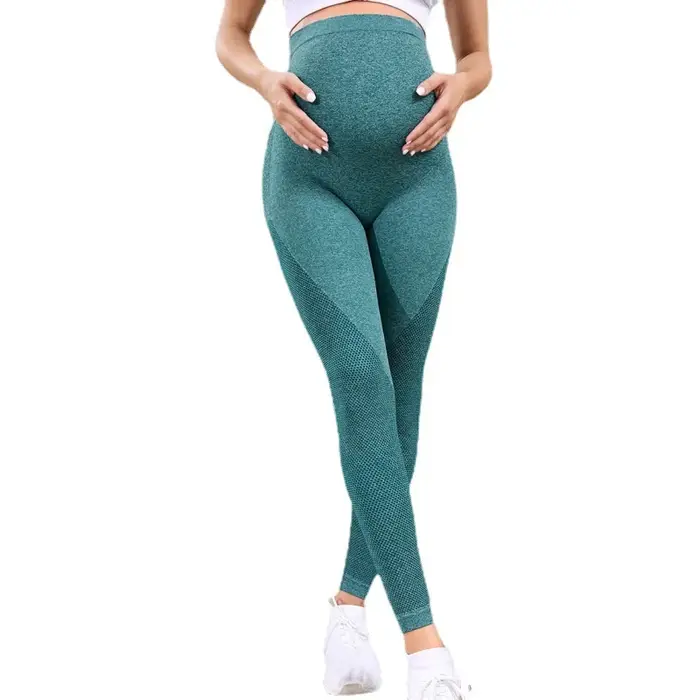Femmes enceintes Leggings pantalons longs maternité sport gymnase taille haute pantalon ventre soutien maigre